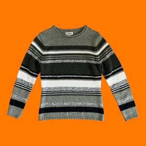 90's 00's vintage green striped knit y2k sweater SMALL